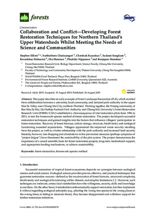 Collaboration and conflict - developing forest restoration techniques for northern Thailand’s upper watersheds whilst meeting the needs of science and communities