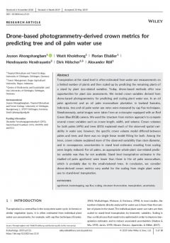 Drone‐based photogrammetry‐derived crown metrics for predicting tree and oil palm water use