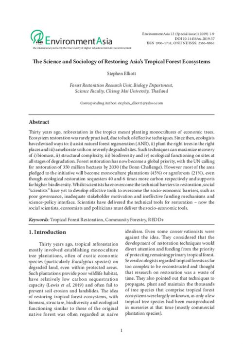 The science and sociology of restoring Asia’s tropical forest ecosystems