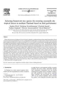 Selecting framework tree species for restoring seasonally dry tropical forests in northern Thailand based on field performance