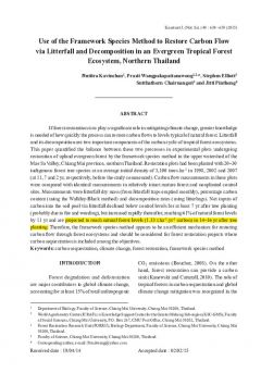 Use of the framework species method to restore carbon flow via litterfall and decomposition in an evergreen tropical forest ecosystem, northern Thailand