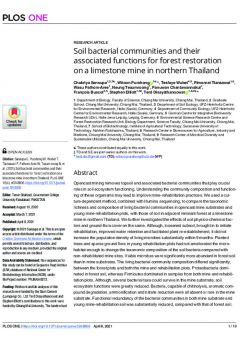 Soil bacterial communities and their associated functions for forest restoration on a limestone mine in northern Thailand